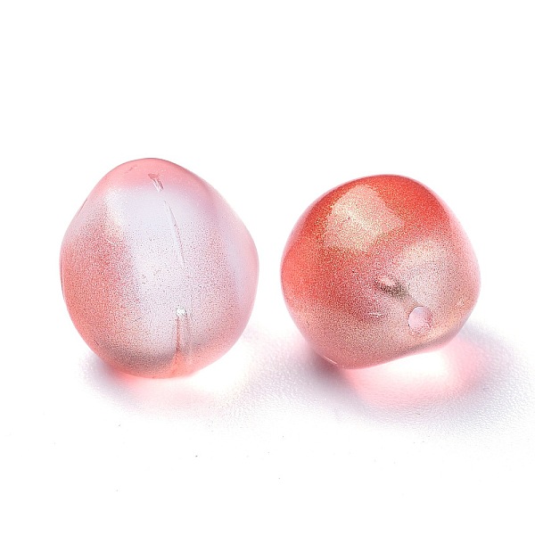 

PandaHall Transparent Glass Beads, Frosted, with Glitter Powder, Half Drilled, Peach, Tomato, 11.5x11.5x11mm, Hole: 1mm Glass Fruit Red