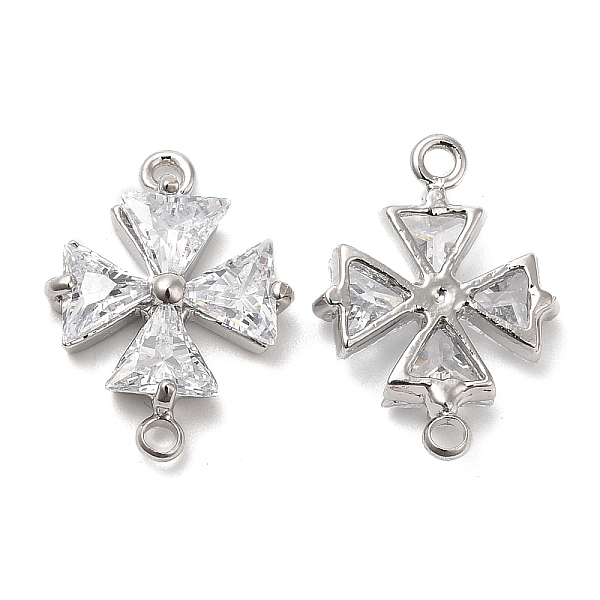 

PandaHall Brass Connector Charms, Clover Links with Crystal Glass Rhinestone, Platinum, 17x13x4mm, Hole: 1.4mm Brass+Rhinestone Clover Clear