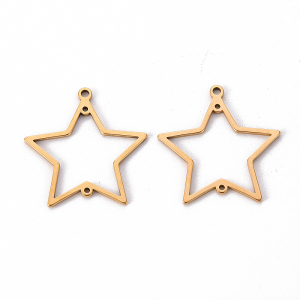 

PandaHall 201 Stainless Steel Chandelier Components Links, Star, Laser Cut, Golden, 25.5x25x1mm, Hole: 1.5mm and 1mm 201 Stainless Steel...