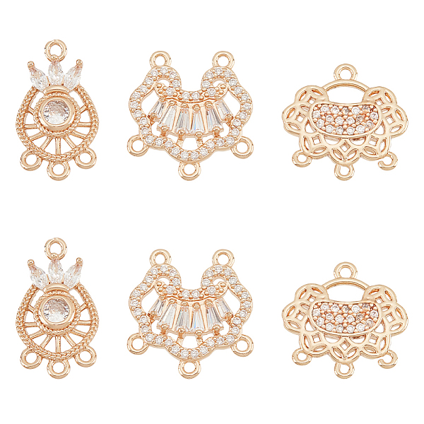 

PandaHall BENECREAT 6Pcs 3 Styles Brass Cubic Zirconia Chandelier Component Links, for Chinese Longevity Lock Jewelry Making, Crown & Cloud...