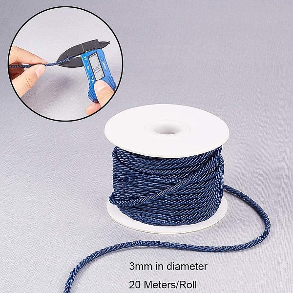 

PandaHall JEWELEADER Marine Blue Craft Nylon Rope 1/8 inch 65 Feet Twisted Decor Trim Cord Multipurpose Utility Nylon Thread Cord for...