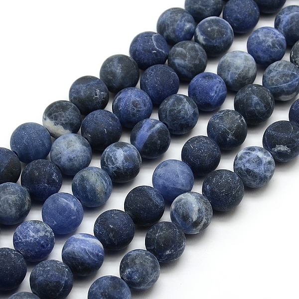 

PandaHall Frosted Natural Sodalite Round Bead Strands, 10mm, Hole: 1mm, about 37~39pcs/strand, 14.9~15.6 inch Sodalite Round
