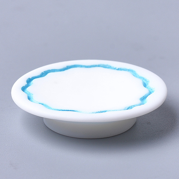 

PandaHall Resin Cabochons, Dinner Plate, Deep Sky Blue, 25x5~6mm Resin Tableware Blue