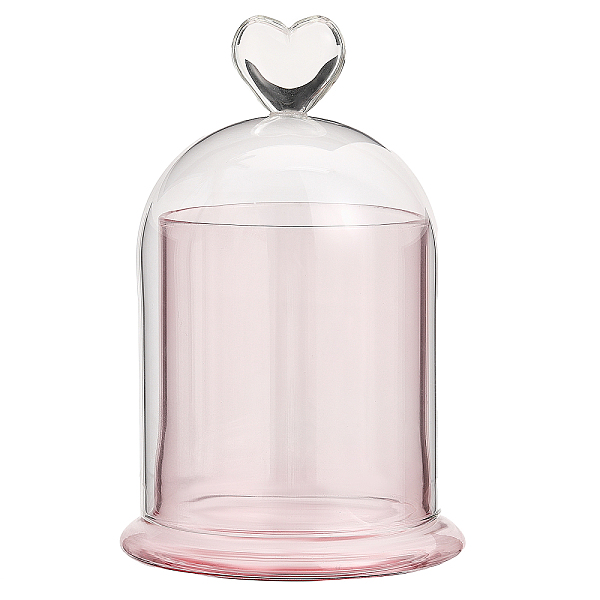 

PandaHall CHGCRAFT Arch Shape Heart Pattern Glass Cloche Dome Cover Terrarium with Glass Base Decorative Display Case for Candle Holder...