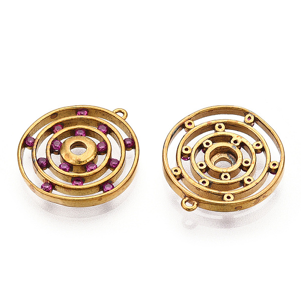 

PandaHall Brass Micro Pave Clear Cubic Zirconia Pendants, Nickel Free, Flat Round, Unplated, Fuchsia, 18.5x16.5x3mm, Hole: 0.9mm Brass+Cubic..., Pink