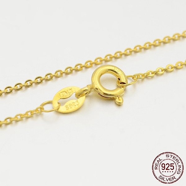

PandaHall 925 Sterling Silver Cable Chain Necklaces, with Spring Ring Clasps, Golden, 18 inch, 1.2mm Sterling Silver