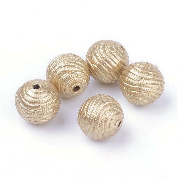

PandaHall Spray Painted Acrylic Beads, Matte Style, Round, Gold, 11.5mm, Hole: 1.5mm, about 520pcs/500g Acrylic Round Gold
