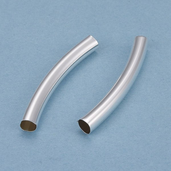 

PandaHall Brass Tube Beads, Long-Lasting Plated, Curved Beads, Tube, 925 Sterling Silver Plated, 40x5mm, Hole: 4mm Brass Tube