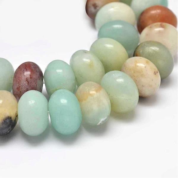 

PandaHall Rondelle Natural Flower Amazonite Beads Strands, 8x5mm, Hole: 1mm, about 79pcs/strand, 15.5 inch Flower Amazonite Rondelle