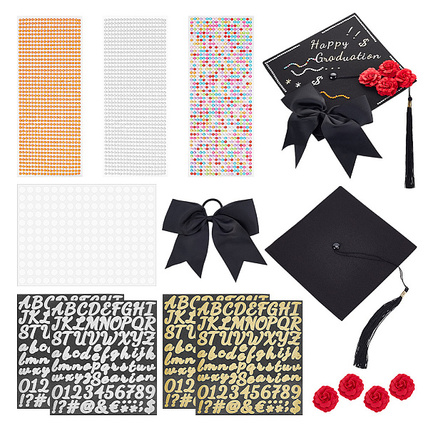

PandaHall AHADERMAKER DIY Graduation Theme Jewelry Making Kit, Including Graduation Caps, Bowknot Polyester Elastic Hair Ties, Silk Rose..., Multicolor