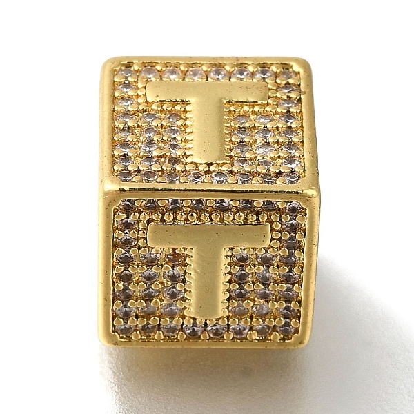 

PandaHall Brass Cubic Zirconia Beads, Letter T, Square, Letter T, 9.5x9.5x9.5mm, Hole: 6mm Brass+Cubic Zirconia Letter T