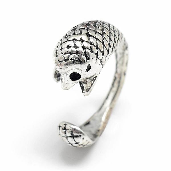 

PandaHall Adjustable Alloy Cuff Finger Rings, Hedgehog, Size 7, Antique Silver, 17mm Alloy