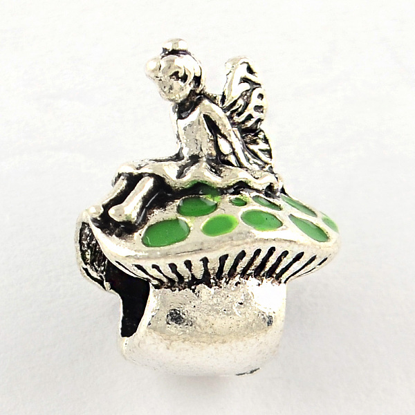 

PandaHall Antique Silver Plated Fairy and Mushroom Tibetan Style Alloy Enamel European Beads, Large Hole Beads, Mixed Color..., Multicolor