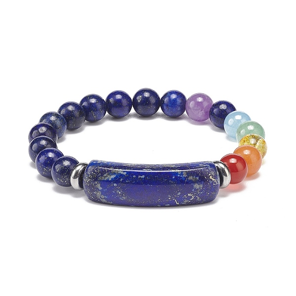 

PandaHall Natural Lapis Lazuli(Dyed) Rectangle & Mixed Stone Beaded Stretch Bracelet, Chakra Yoga Jewelry for Women, Inner Diameter: 2-1/8...