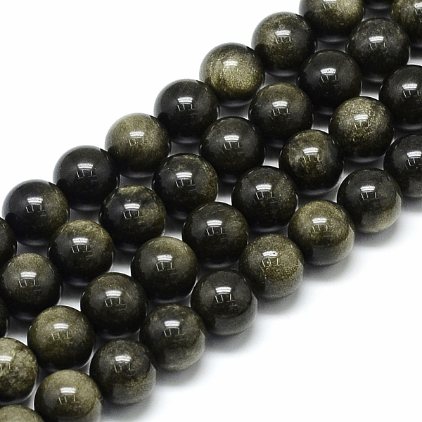 

PandaHall Natural Golden Sheen Obsidian Beads Strands, Round, 8x7.5mm, Hole: 1mm, about 46~49pcs/strand, 15.5 inch Golden Sheen Obsidian...