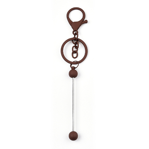 

PandaHall Spray Painted Alloy Bar Beadable Keychain for Jewelry Making DIY Crafts, with Alloy Lobster Clasps and Iron Ring, Saddle Brown...