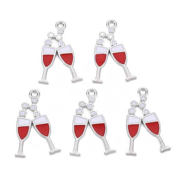 

PandaHall Alloy Enamel Pendants, Cadmium Free & Lead Free, Goblet, Red, 28x18x1.5mm, Hole: 2mm Alloy Tableware Red