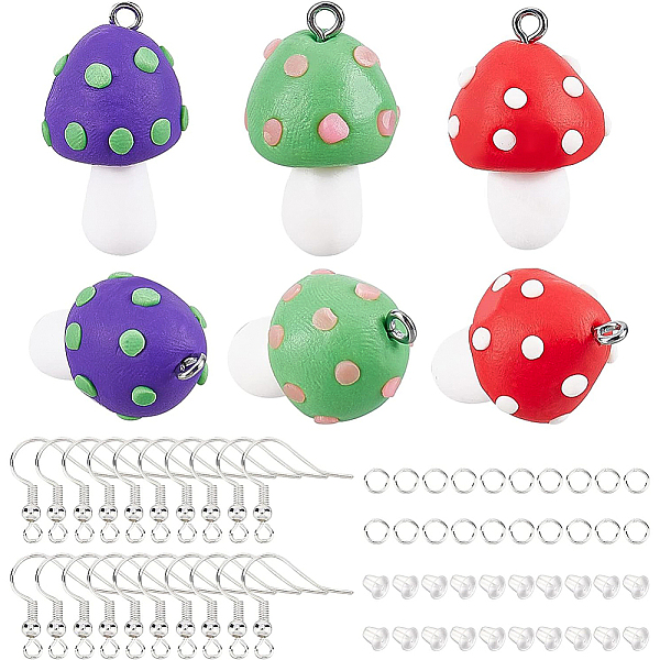 

PandaHall CHGCRAFT DIY Mushroom Dangle Earring Making Kits, Including Polymer Clay Pendants, Brass Earring Hooks, Mixed Color, 66Pcs/box..., Multicolor