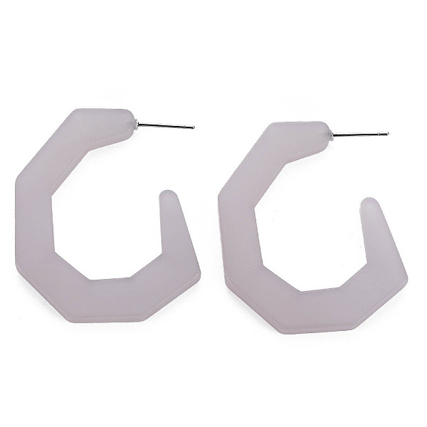

PandaHall Large C-shape Stud Earrings for Girl Women, Open Hoop Earrings, Cellulose Acetate Half Hoop Earrings, Light Grey, 42.5x4mm, Pin...
