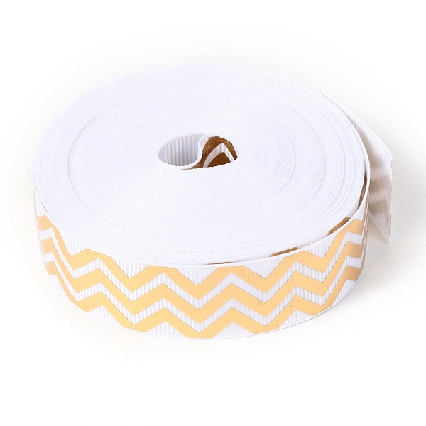 

PandaHall Laser Polyester Grosgrain Ribbon, Single Face Printed, for Bows Gift Wrapping, Festival Party Decoration, Stripe Pattern, 7/8 inch..., Gold