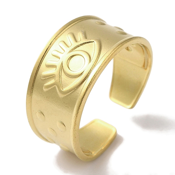 

PandaHall Vacuum Plating 201 Stainless Steel Eye Open Cuff Rings, Wide Band Ring for Unisex, Real 18K Gold Plated, 10mm, Adjustable 201...