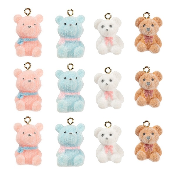 

PandaHall 8Pcs 2 Style Flocky Resin Pendants, with Alloy Findings, Bear, Mixed Color, 22~26x15~17x12~16mm, Hole: 2mm, 4pcs/style Resin Bear..., Multicolor