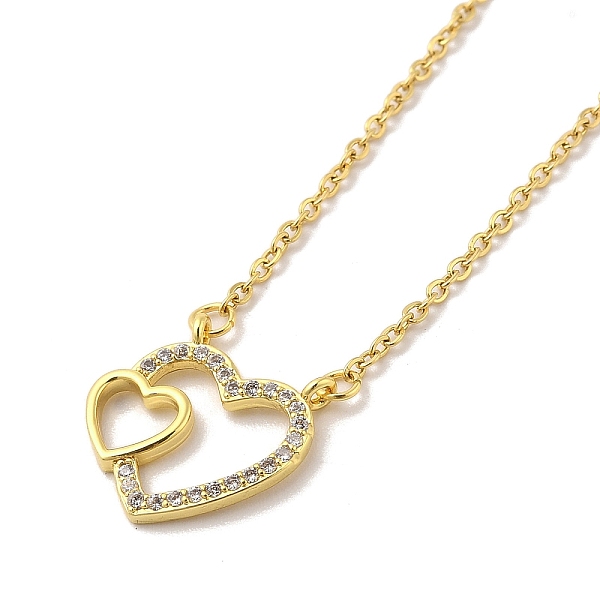 

PandaHall 304 Stainless Steel Pendant Necklaces, Brass Micro Pave Clear Cubic Zirconia Pendant Necklaces, Heart, 18.03 inch(45.8cm) Pendant..., Silver