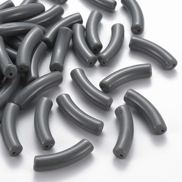 

PandaHall Opaque Acrylic Beads, Curved Tube, Gray, 32x9.5x8mm, Hole: 1.8mm, about 330pcs/500g Acrylic Tube Gray