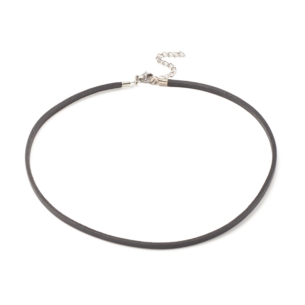 

PandaHall DIY Leather Choker Cord Necklace Making, with 304 Stainless Steel Chain Extender, Black, 13.78 inch(35cm), 0.3cm Leather Black