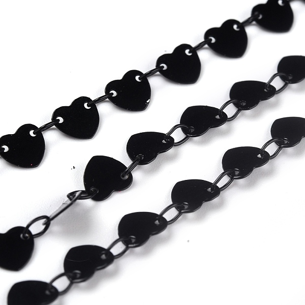 

PandaHall Spray Painted Brass Link Chains, with Spool, Soldered, Heart, Black, Heart: 6x6.5x0.4mm, Link: 4x3x0.5mm, 32.8 Feet(10m)/roll...