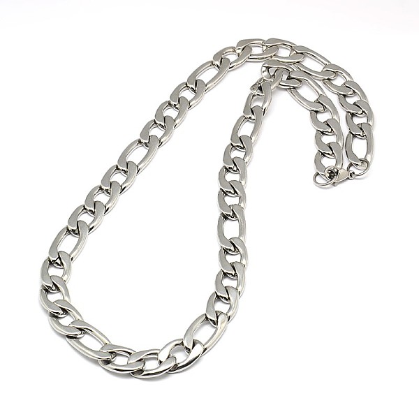 

PandaHall Fashionable 304 Stainless Steel Figaro Chain Necklaces for Men, with Lobster Claw Clasps, Stainless Steel Color, 24.02 inch...