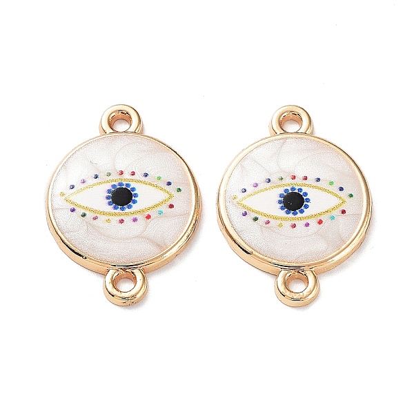 

PandaHall Resin Connector Charms, Light Gold Tone Alloy Enamel Eye Links, Flat Round, 20x14x2mm, Hole: 1.5mm Alloy+Resin Flat Round