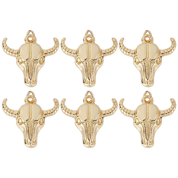 

PandaHall SUNNYCLUE 6Pcs Rack Plating Brass Pendants, with Jump Ring, Long-Lasting Plated, Cow Head, Real 18K Gold Plated, 23x24x5mm, Jump...