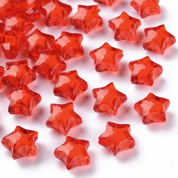 

PandaHall Transparent Acrylic Beads, Bead in Bead, Faceted, Star, Red, 14x15x8.5mm, Hole: 2mm, about 518pcs/500g Acrylic Star Red
