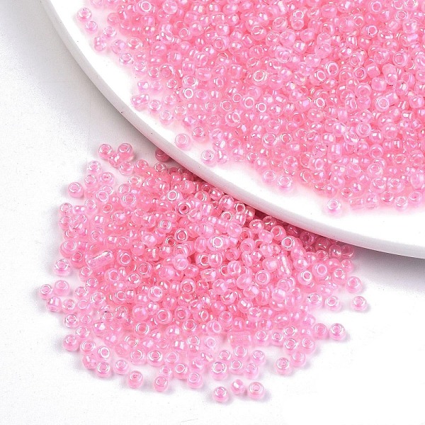 

PandaHall 8/0 Glass Seed Beads, Inside Colours, Round Hole, Round, Transparent Colours Rainbow, Pink, 8/0, 3~4x2~3mm, Hole: 0.8mm, about...