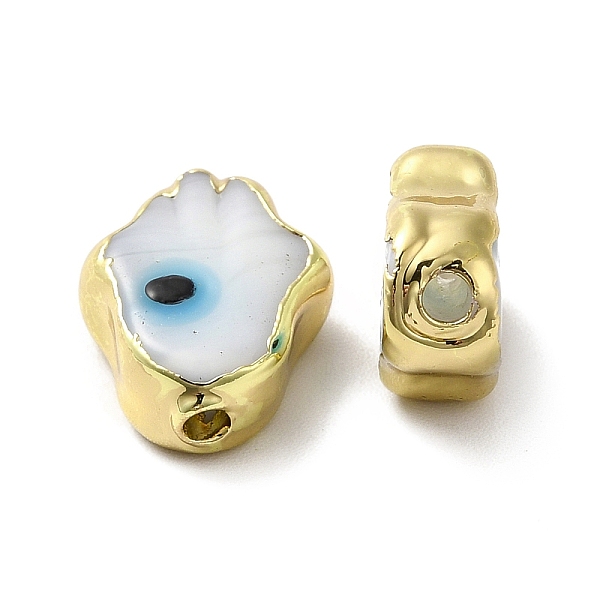 

PandaHall Handmade Evil Eye Lampwork Beads, with Golden Plated Brass Edge, Long-Lasting Plated, Hamsa Hand, White, 15~17x11.5~12.5x5~5.5mm...