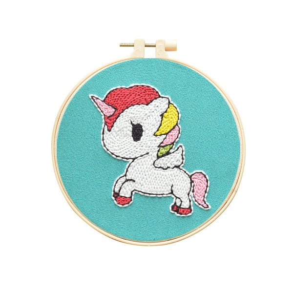 

PandaHall Animal Theme DIY Display Decoration Punch Embroidery Beginner Kit, Including Punch Pen, Needles & Yarn, Cotton Fabric, Threader..., White