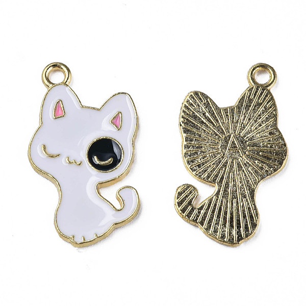 

PandaHall Alloy Enamel Pendants, Cadmium Free & Lead Free, Light Gold, Cat, White, 25x14x1.5mm, Hole: 1.5mm Alloy+Enamel Cat Shape White
