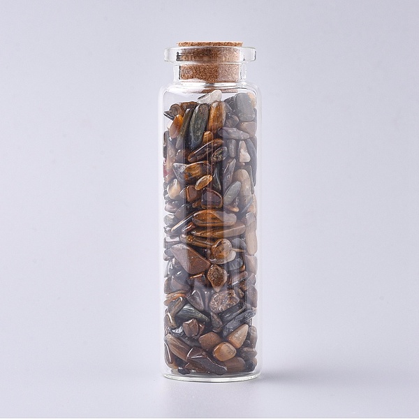 

PandaHall Glass Wishing Bottle, For Pendant Decoration, with Tiger Eye Chip Beads Inside and Cork Stopper, 22x71mm Tiger Eye Bottle