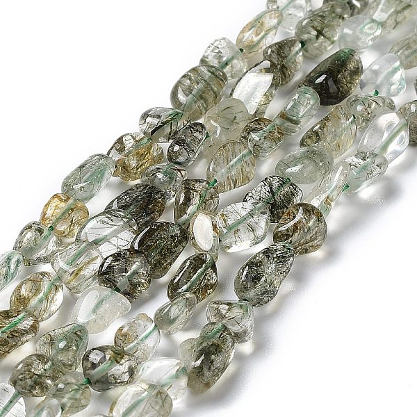 

PandaHall Natural Green Rutilated Quartz Beads Strands, Nuggets, 7~14x4~9x4~7mm, Hole: 1mm, about 40~50pcs/strand, 15.16~15.55 inch...