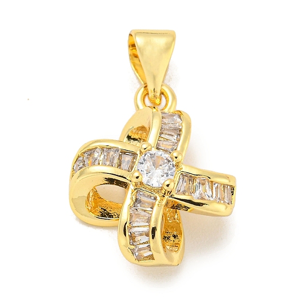 

PandaHall Rack Plating Brass Micro Pave Clear Cubic Zirconia Pendants, Long-Lasting Plated, Lead Free & Cadmium Free, Flower, Real 18K Gold...