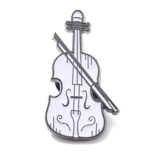 

PandaHall Violin Enamel Pin, Musical Instruments Alloy Badge for Backpack Clothes, Gunmetal, White, 32.5x18x1.5mm Alloy+Enamel White