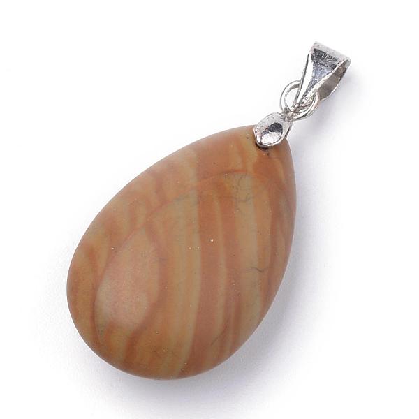 

PandaHall Natural Picture Jasper Pendants, with Alloy Findings, teardrop, Platinum, 23~24x14x8mm, Hole: 4x5mm Picture Jasper Teardrop