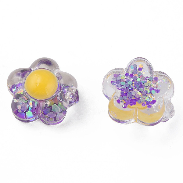 

PandaHall Transparent Epoxy Resin Cabochons, with Paillettes, Flower, Blue Violet, 20x19x11mm Epoxy Resin Flower