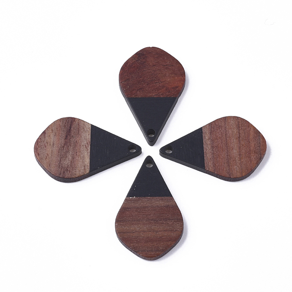 

PandaHall Resin & Walnut Wood Pendants, Teardrop, Black, 28x18x3mm, Hole: 2mm Resin+Wood Teardrop Black