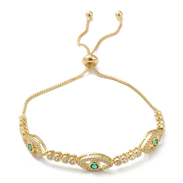 

PandaHall Horse Eye Cubic Zirconia Slider Bracelet, Real 18K Gold Plated Brass Adjustable Bracelet for Women, Green, Inner Diameter: 1-1/8~2...