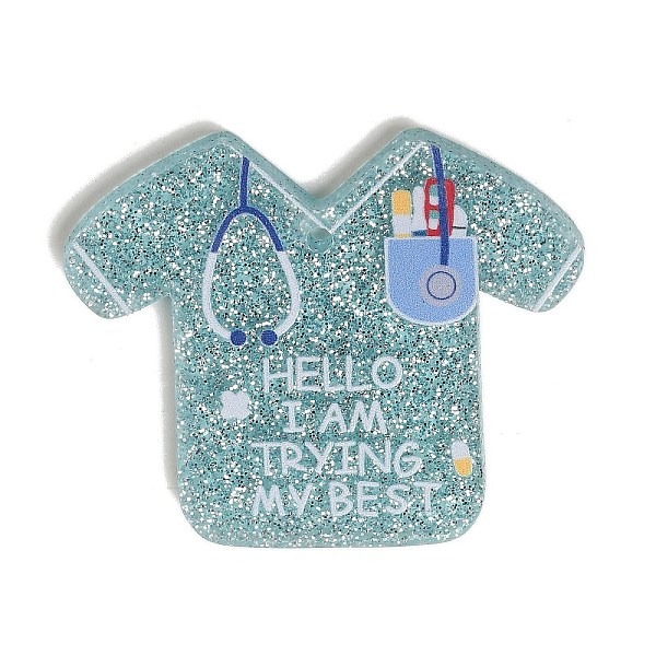 

PandaHall Nurse's Day Acrylic Keychain Pendants, with Glitter, Clothes, 33x39.5x2mm, Hole: 1.5mm Acrylic Clothes