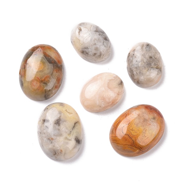 

PandaHall Natural Crazy Agate Cabochons, Oval, 14~20x10~15x5~6.5mm Crazy Agate Oval