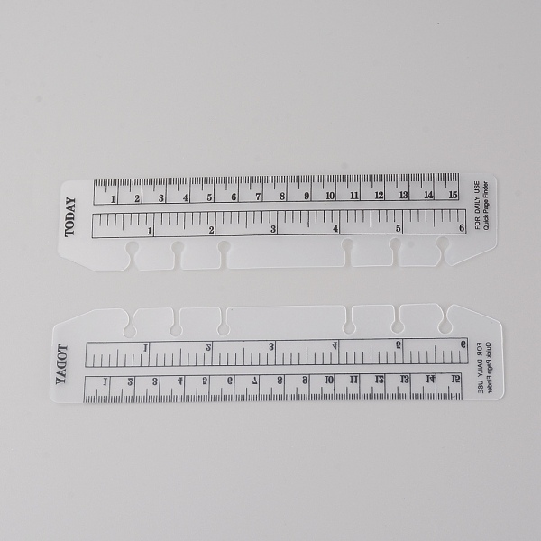 

PandaHall Plastic Page Marker Measuring Ruler for A5 Size 6-Hole Binder Notebook, Clear, 180x40x0.6mm, Hole: 5mm Plastic Clear