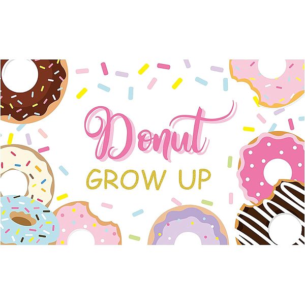 

PandaHall Polyester Hanging Banner Sign, Party Decoration Supplies Celebration Backdrop, DONUT GROW UP, Colorful, 180x110cm Polyester...